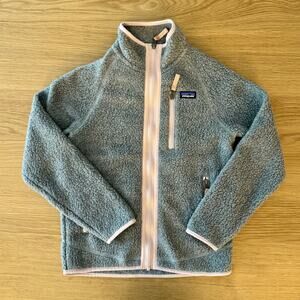 Kids Retro Pile Zip-Up Jacket in Salt Grey